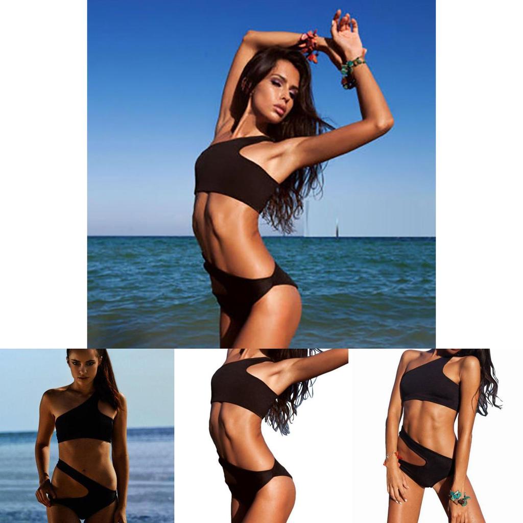 Elegant Sexy One Piece Women Hollow Swimsuit Bikini With Padded Swimwear Shoulder