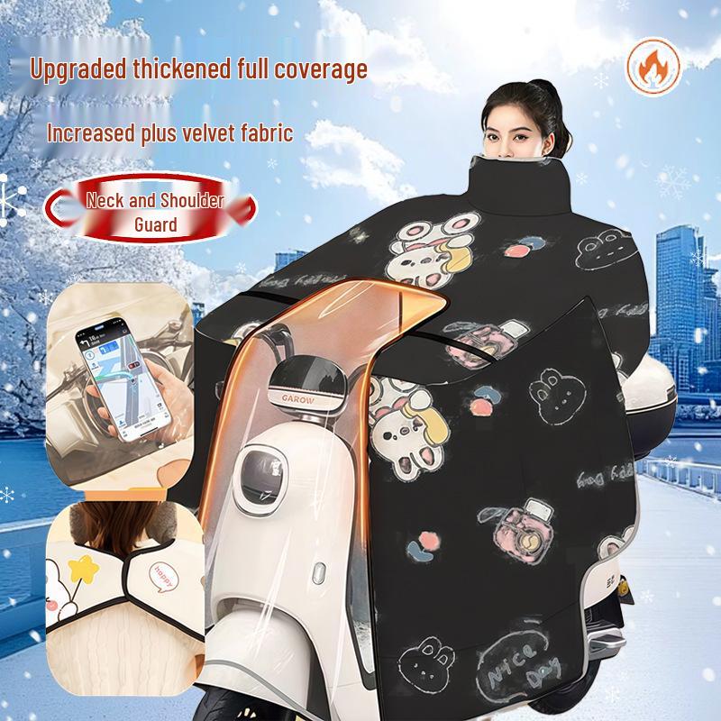 Winter Fleece-Lined Cape: Full Coverage Neck & Shoulder Protection, Warm, Coldproof, Windproof