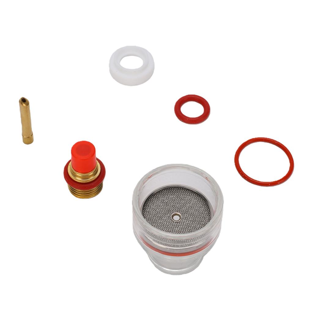 Welding Cup Kit Fit for WP 17 18 26 Torch Glass Gas Lens Ceramic Gasket Brass Collet Silicone Rings 1Celsius16 Inch 1.6mm