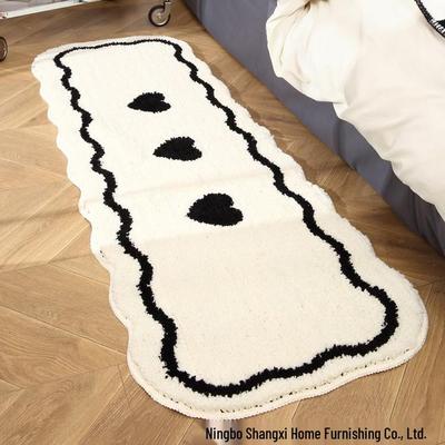 Plush Long Strip Bedside Rug - Cream Style Carpet for Bedroom, Bay Window, or Sofa Table Mat