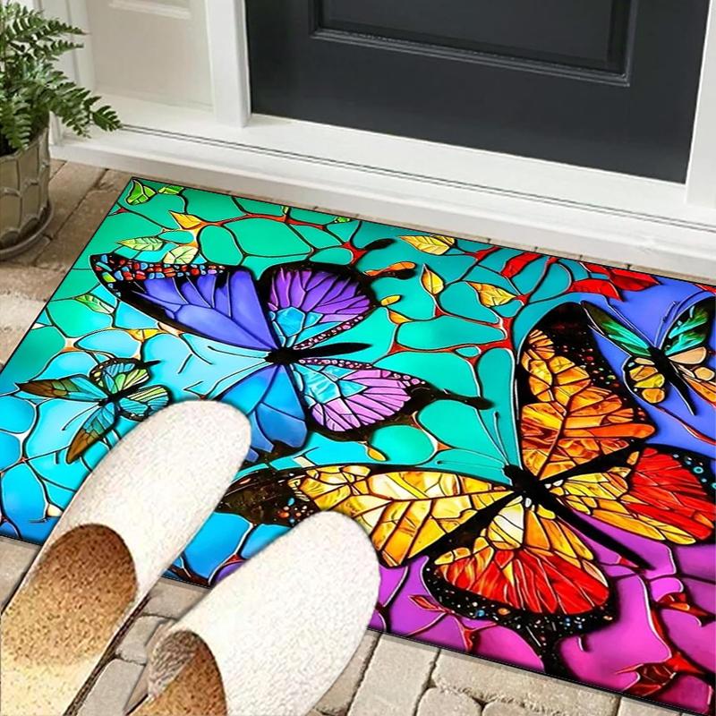 Purple Butterfly Garden Office Rug Chair Mat, Entryway Carpet, Suitable for Front Door, Bedroom, Living Room, Desk, Holiday Gift