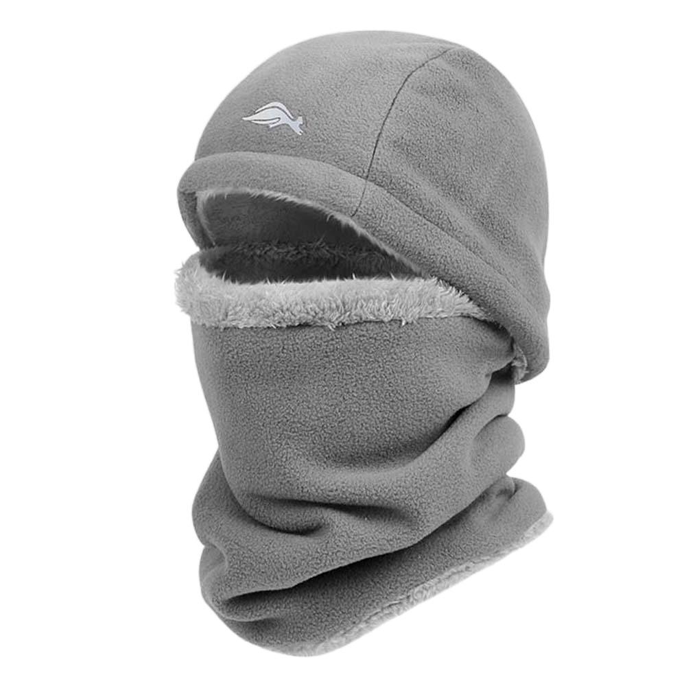 Detachable Hooded Neck Cap Polar Fleece Compact Scarf Versatile Winter Pullover Hat Women серый