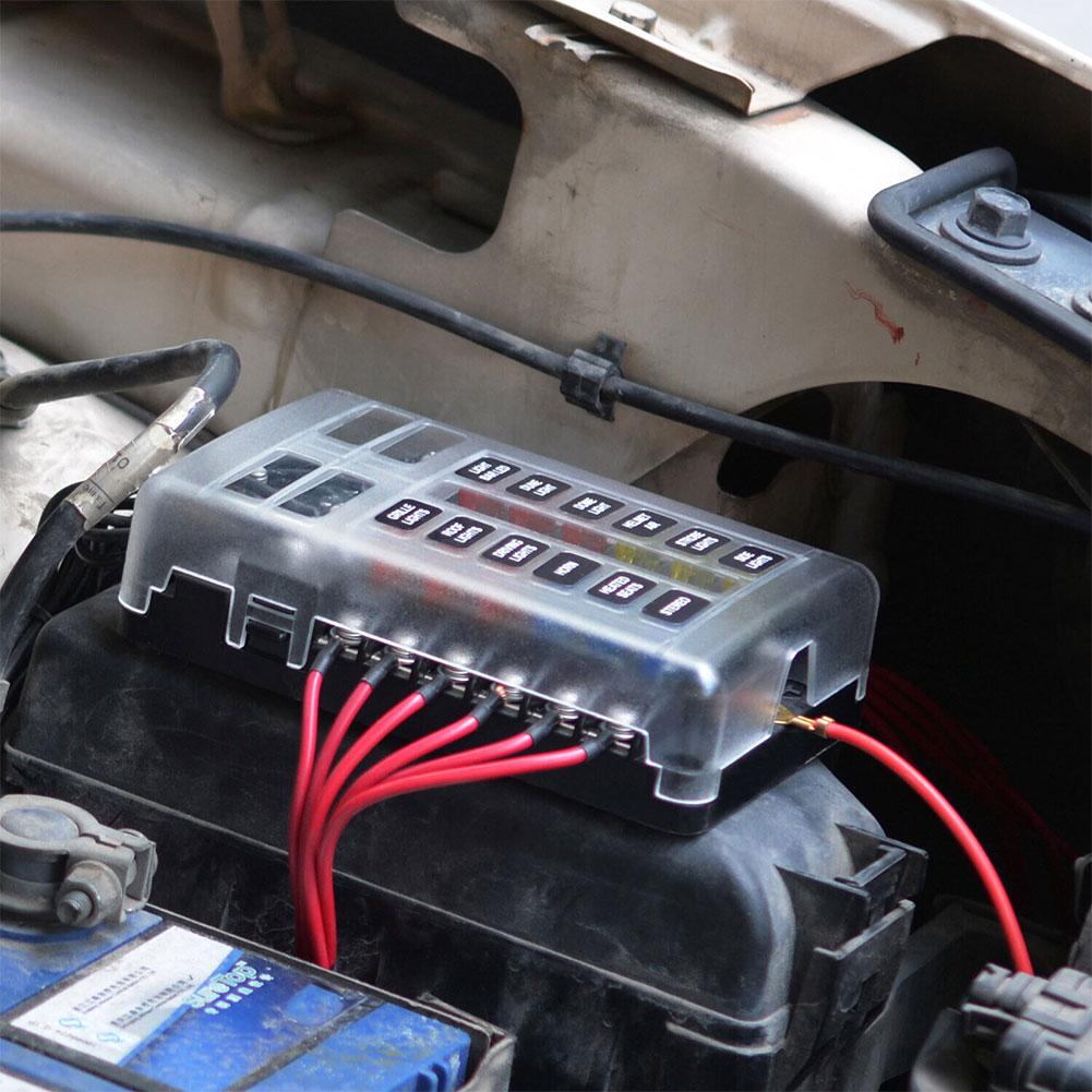 Car Boat Fuse Box Holder With 6 Ways 12 Ways Fuse Holder Block Warning Indicator 12V 36V Power Distribution Panel Board Fuses4