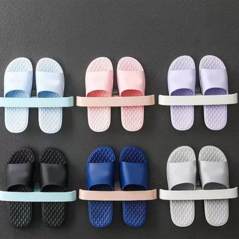 Plastic Wall Mount Shoe Holder 5Pcs No Drill Installation Water Resistant Design Slipper Hanger Rack for Modern Homes