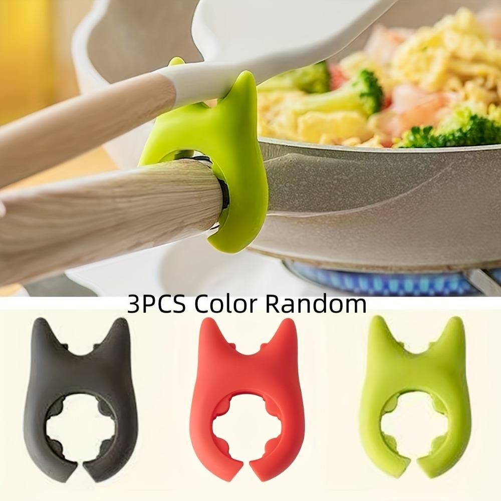 3-Piece Silicone Kitchen Utensil Set - Spill-Proof Soup Spoon & Pot Lid Holder, Multi-Functional Spatula Rack For Home And Restaurant Use