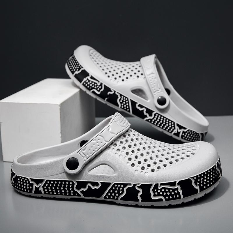 Wide Box Beach Sandals Mens Clogs Garden Shoes Men Rubber Slippers Barefoot Zuecos Hombre Cholas Summer Footwear Big Size