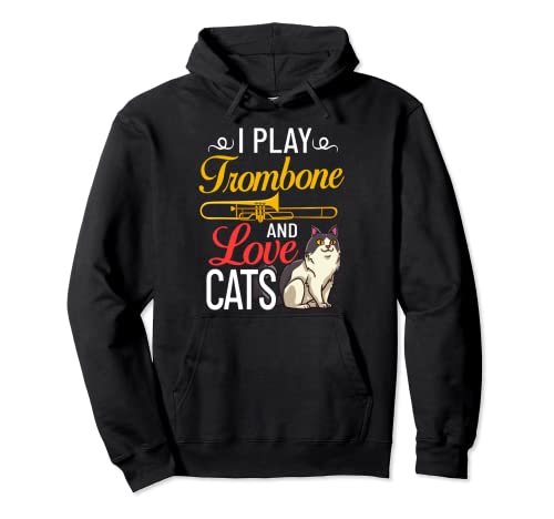Katzen Posaune Musik Messinginstrument Spieler Kapuzenpullover