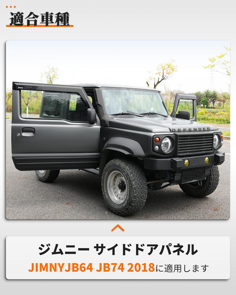Set of two black ABS side door panels and for the Jimny Sierra JB74 and These side sill guards are vehicle inspection compliant and perfect for