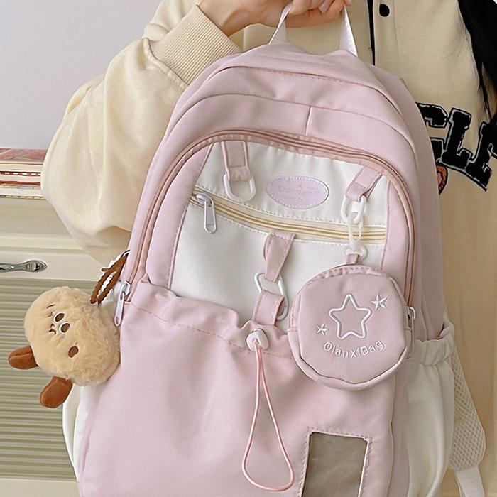 College Junior high school student schoolbag Japanese high school student contrasting color large capacity backpack cute little fresh girl backpack