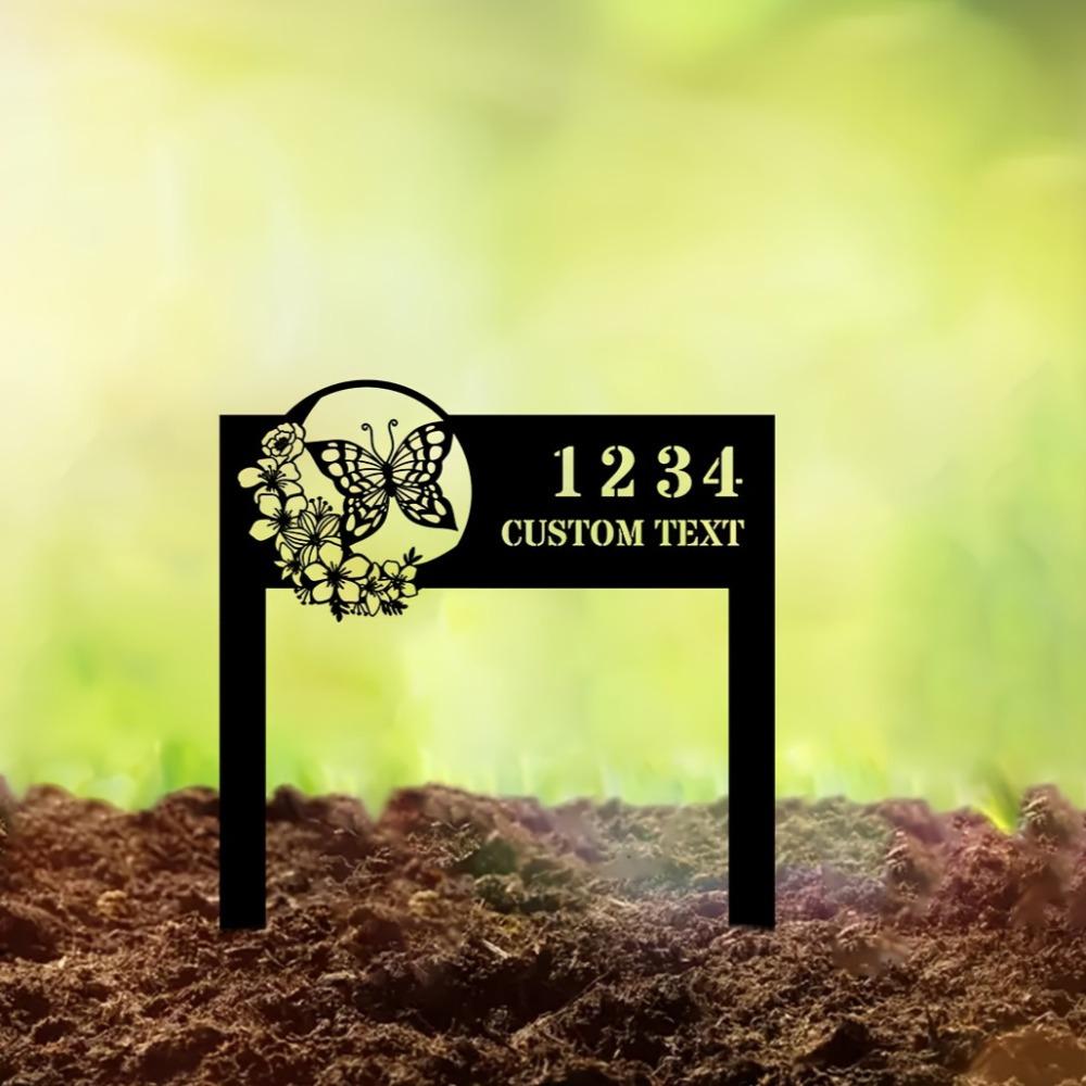 Metal Address Sign Personalized Garden Marker House Number Plate Lawn Yard Decor