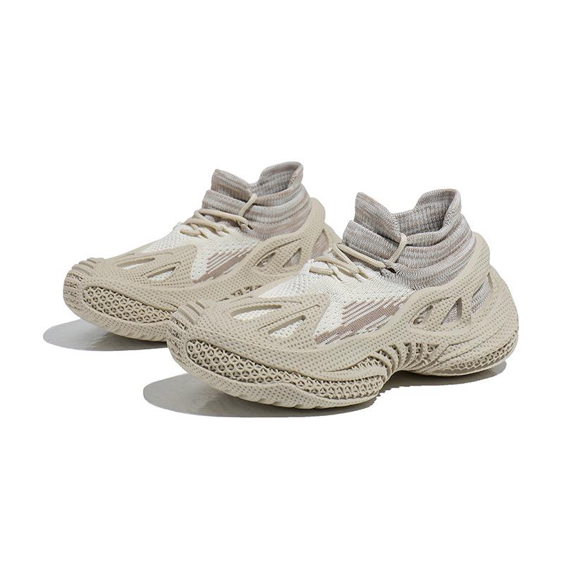 

Venom Women s Spring 2026 Fly-Knit Mesh Sneakers - Thick Sole, Breathable, Versatile Casual Sock Style 37 бежевий
