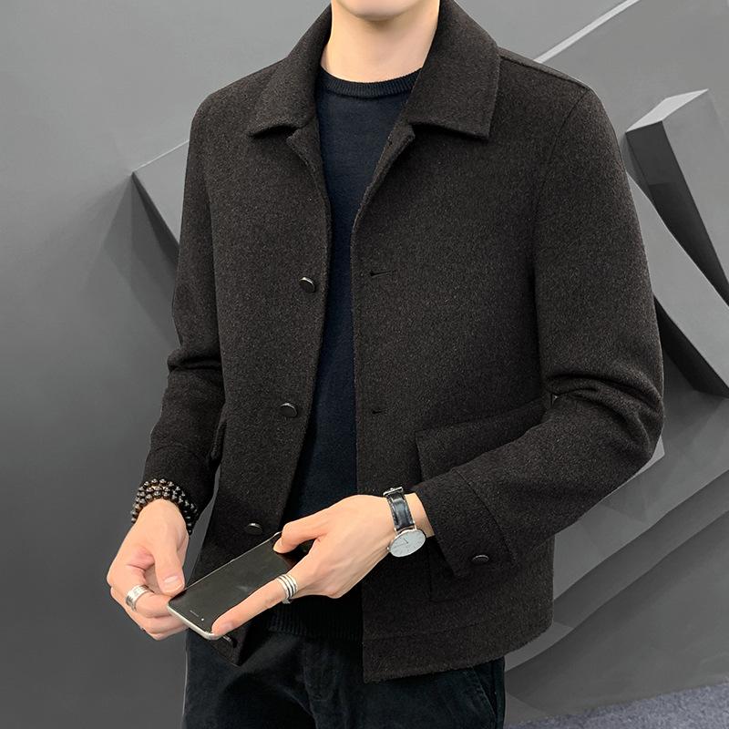 Men's Jacket Woolen Coat Autumn and Winter Casual Slim-fitting Trendy Handsome Double-sided Woolen Coat Men