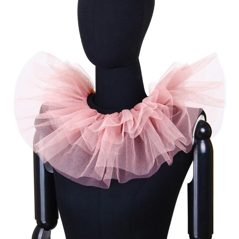 Perfect Match Ruffle Mesh Fake Collar Shawl Clown Performance Makeup Neck Accessories Renaissance Tulle Costume Detachable Collar