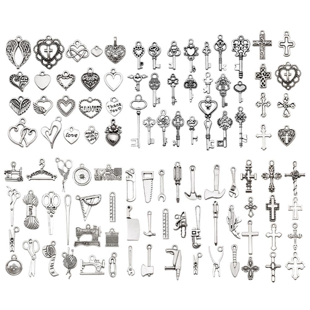 

100 Яскраво-сріблястих цинкових сплавів DIY Ювелірні аксесуари для намист, браслетів, брелоків, підвісок та шармів