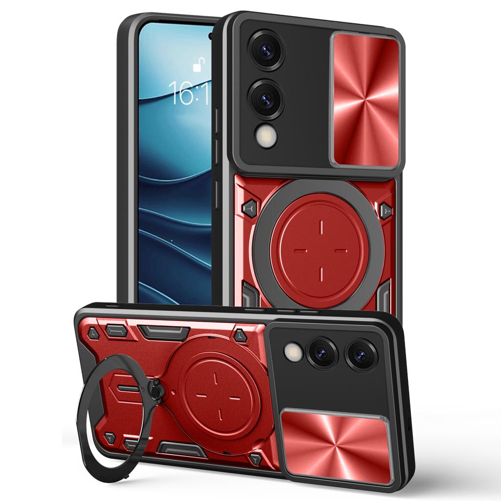 For Samsung Galaxy S25 Edge Case TPU + PC Phone Cover with Kickstand , Slide Lens Window