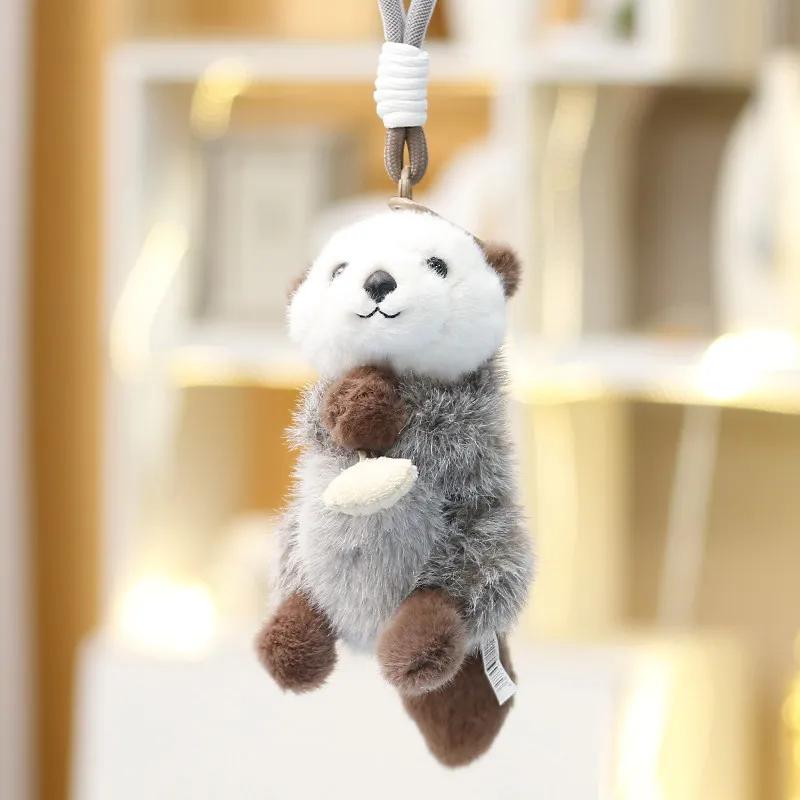 Süßer Otter Plüsch Anhänger Für Rucksack Niedlicher Stoff Seeotter Flussotter Tasche Anhänger Schlüsselanhänger Weiches Flauschiges Tier Plüschtier Mädchen Geschenk 15cm white