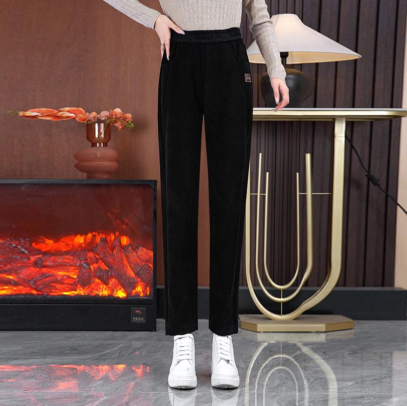 2024 New High Waist Velvet Harem Pants - Slim, Warm, Loose-Fit Trousers for Autumn & Winter