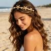 Gold Color Metal Hairband Silver Crown Tiaras Fashion Starfish Shell Headband Daily Wear