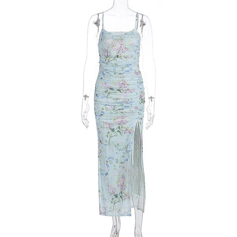 Summer New Women s Clothing Sexy Fashion French Light Luxury Floral Suspender Slim Dress S
