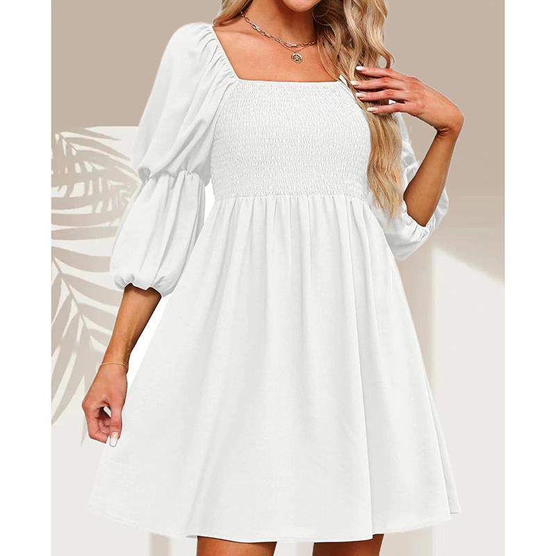 

Летнее платье-трапеция с рукавами-фонариками и короткими рукавами, женская мода, квадратный вырез, эластичная талия, пляжное платье, милые свободные короткие платья с цветочным принтом 26161 XXXL