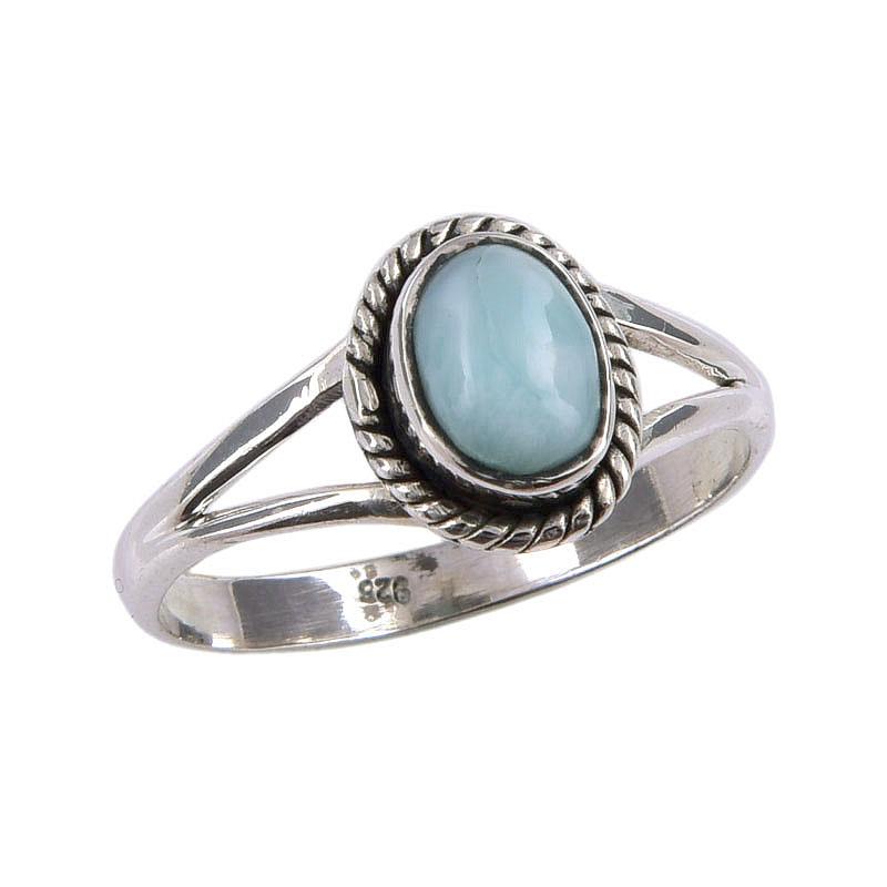Natural Republic Larimar Edelstein Handgefertigt 925 Sterling Silber Ring Größe 8 h9j70