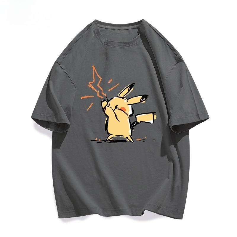 25 Sommer Pokémon Anime Pikachu Marke 100% Reine Baumwolle Bedrucktes T-Shirt Herren Harajuku Lässig Vielseitig Kurzärmelig Y2k Locker