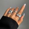 3 Pcs Punk Chunky Irregular Rings Set for Women Creative Geometric Adjustable Open Finger Rings Fashion Statement Jewelry Girls
