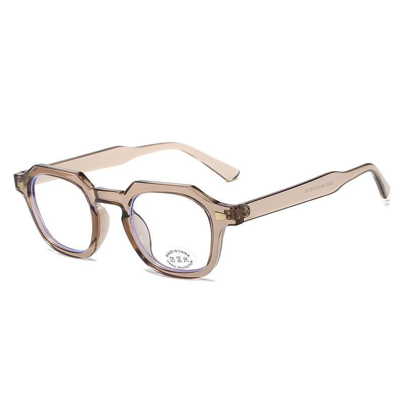 Men'S Glasses Irregular Full Frame Pc Temple Retro Rice Binding Frame Can Be Equipped With Anti-Blue Lenses