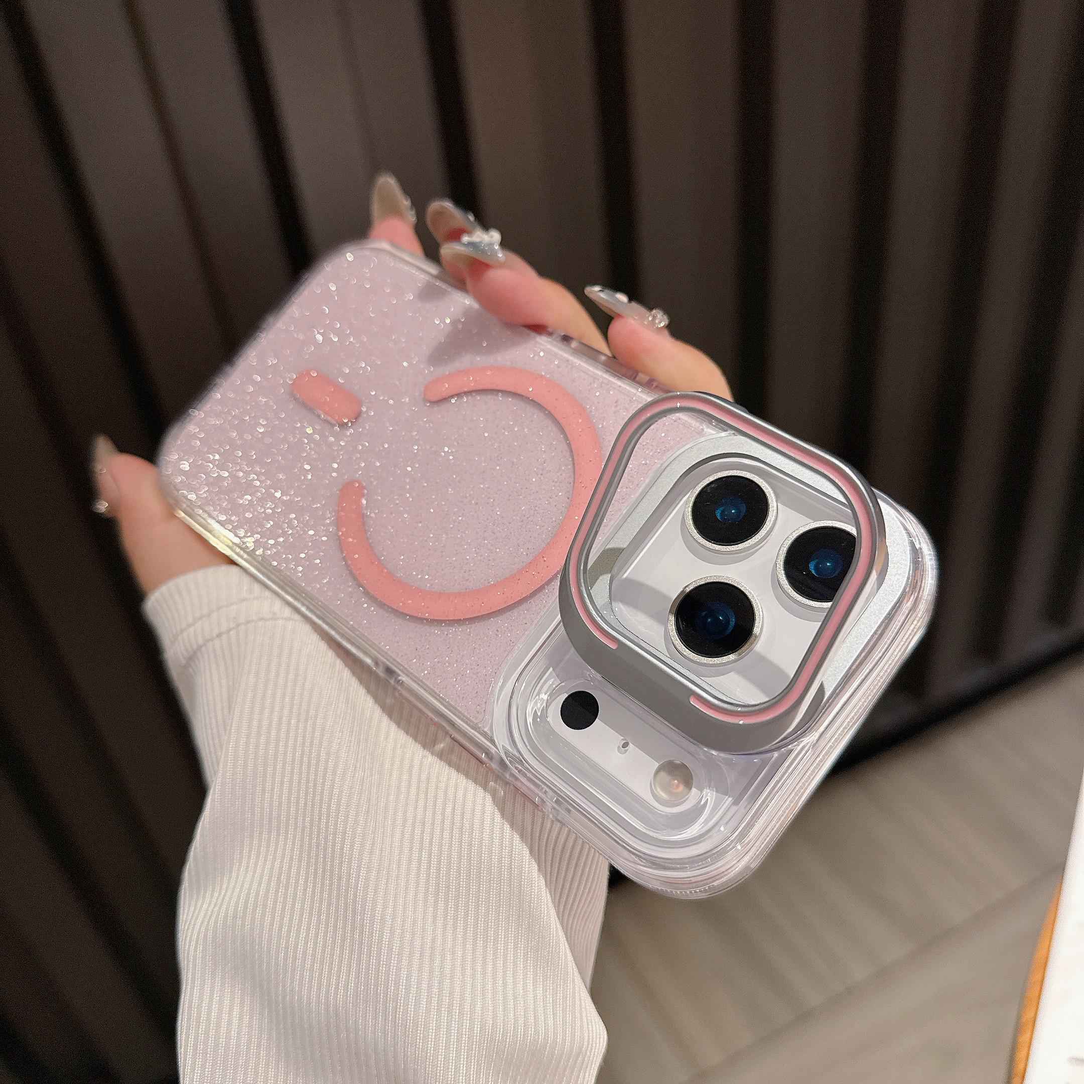 

Роскошный чехол со подставкой для линз и блестками Magsafe для iPhone 17 16 15 14 13 Pro Max 17Air Plus Сияющий прозрачный ударопрочный защита iPhone 15