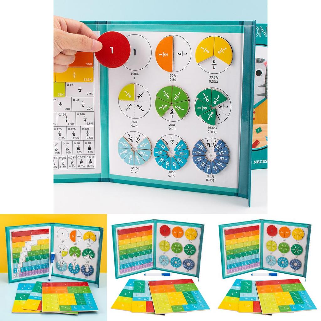 Educational Magnetic Fraction Book With Water Pen For Kids Learning And Math Practice