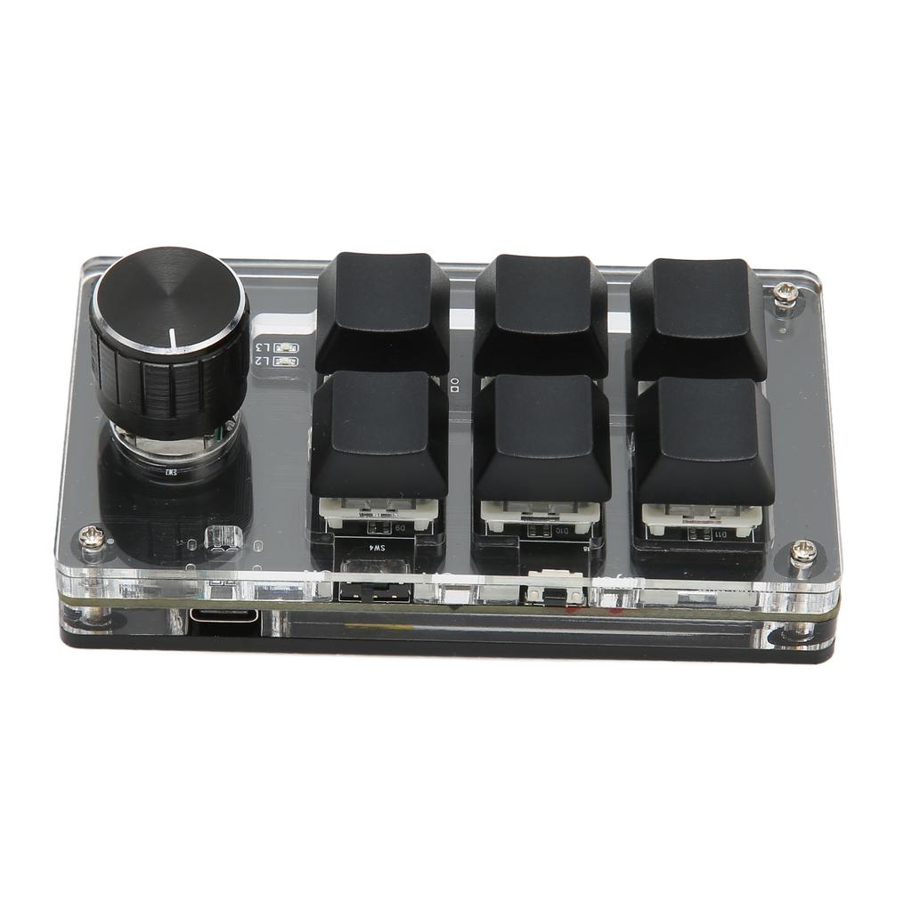 6 Key Keypad with Knob Blue Wired USB Wireless Dual Mode Connection Programmable Mechanical Keyboard