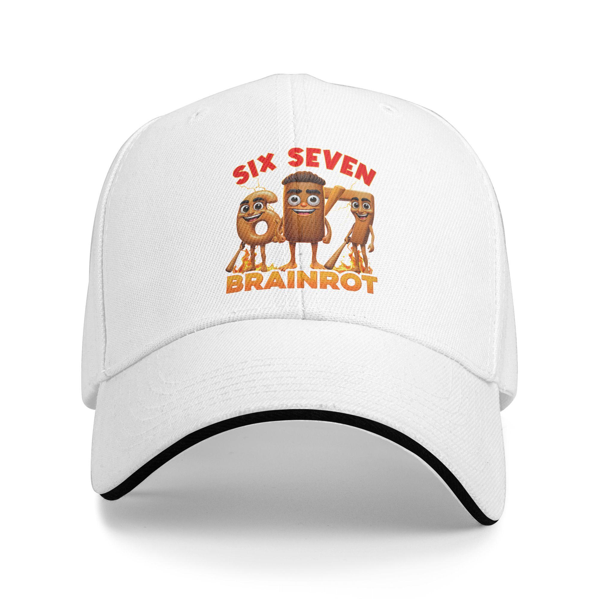 

Funny 67 Italian Brainrot Tung Tung Sahur Six Seven Meme Baseball Cap Fashion Men Trucker Hat Design Fishing Baseball Caps Gift One Size белый