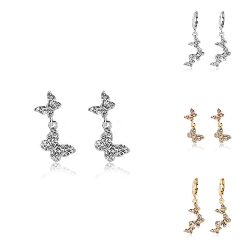 Stylish Women's Alloy Butterfly Earrings Trendy Geometric Design In Gold And Silver