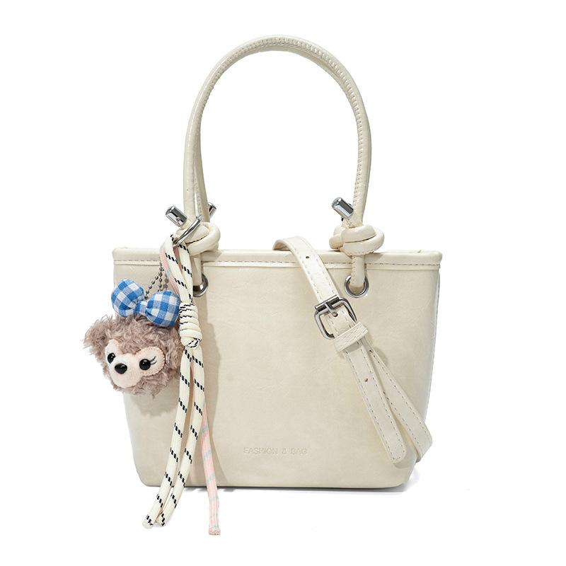 

Popular versatile glossy soft leather portable bucket bag women 2025 new fashion casual commuter shoulder messenger bag no pendant белый