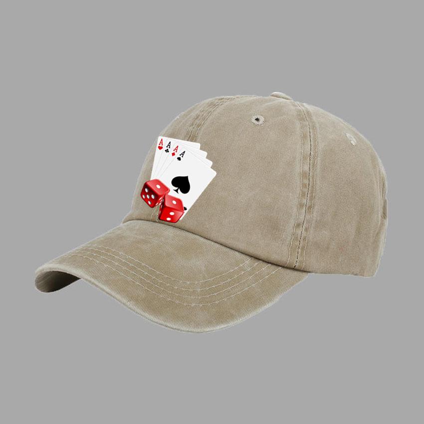 Baseball Caps Men Women Vintage Washed 100% Cotton Dad Hat Funny Poker Pattern Print DIY Team Logo Snapback Cap Hip Hop Hat