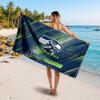 Seattle Seahawks Customized Name Text Beach Towel, Soft Absorbent Towel Beach Pool Travel Personal Gift