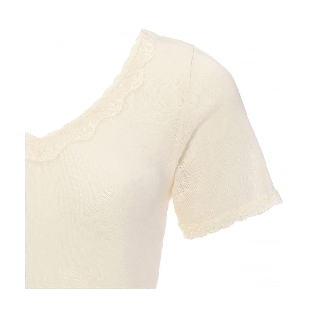 Triumph Cotton Mesh Innerwear Sleeve Top 1595 Size L 100% 5300, 3/4 (White),