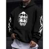 Spring and Autumn New Printed Men's Drawstring Hoodie with Kangaroo Pocket and Hoodie