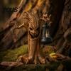 Decorative Garden Figurines for Parties Halloween Scary Tree Statue with Solar Lantern, Resin Spooky Powered Statues Spirit Figurine, Weatherproof
