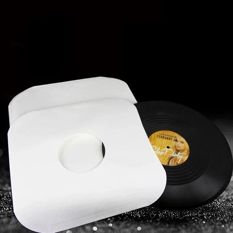 30/50PCS 12inch Vinyl Record Protection Bag White Filmless Rounded Corners Kraft Paper Bag LP Album Protector with Hole