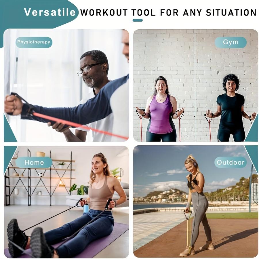 1pc Fitness Stretching Rope 5 Speed Resistance Belt with Handle, Ideal for Home Exercise, Pilates, Body Shaping, Perfect Gift for Christmas