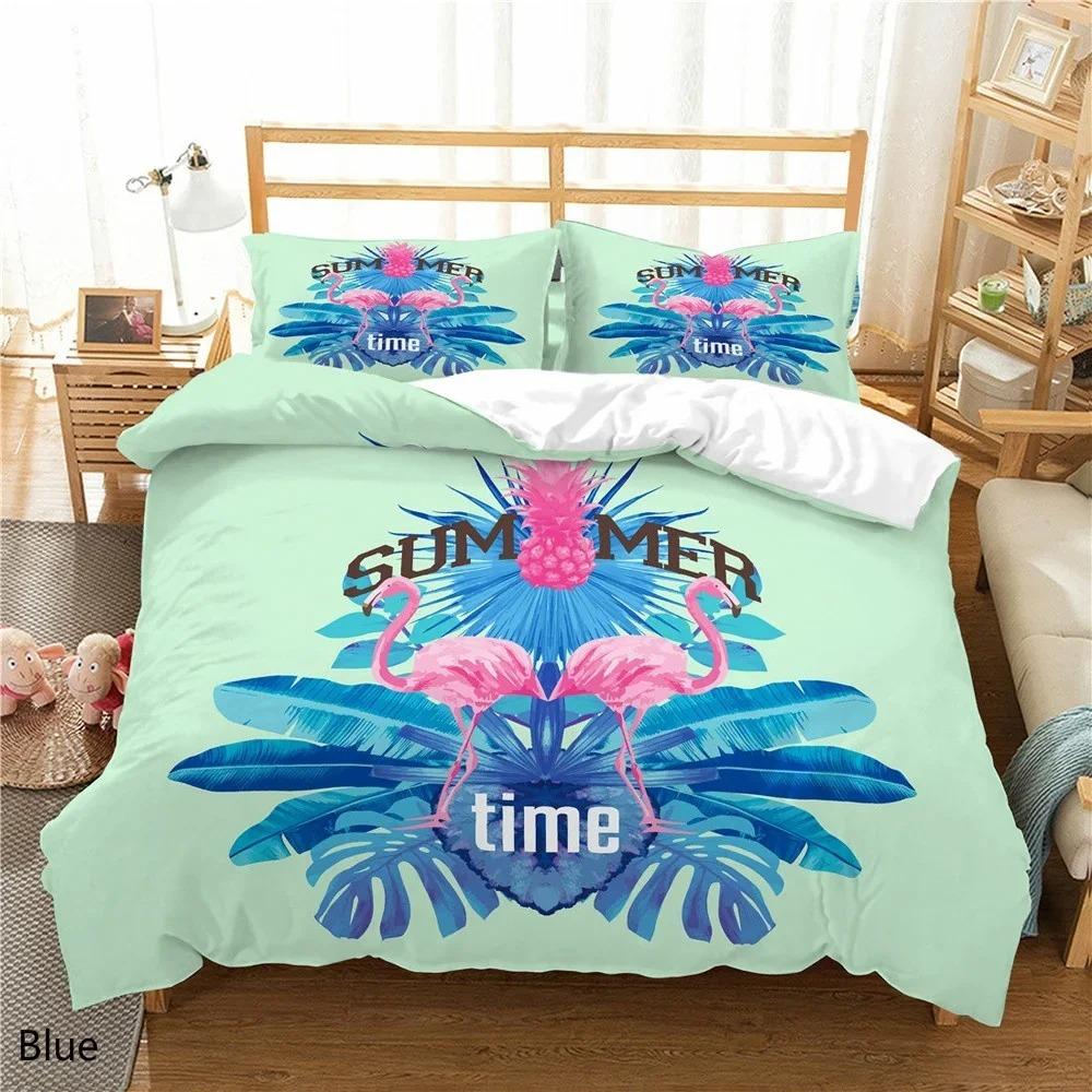 

Комплект постельного белья «Фламинго» с пододеяльником и наволочкой(Без наполнителя) 3D-печатный розовый, белый, зеленый комплект постельного белья для детей и взрослых, все размеры 70x133cm 2pcs