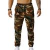 Men Sweatpants Camouflage Drawstring Elastic Waist Multi Pockets Streetwear Loose Ankle Tied Cargo Pants for Training Running Fitness