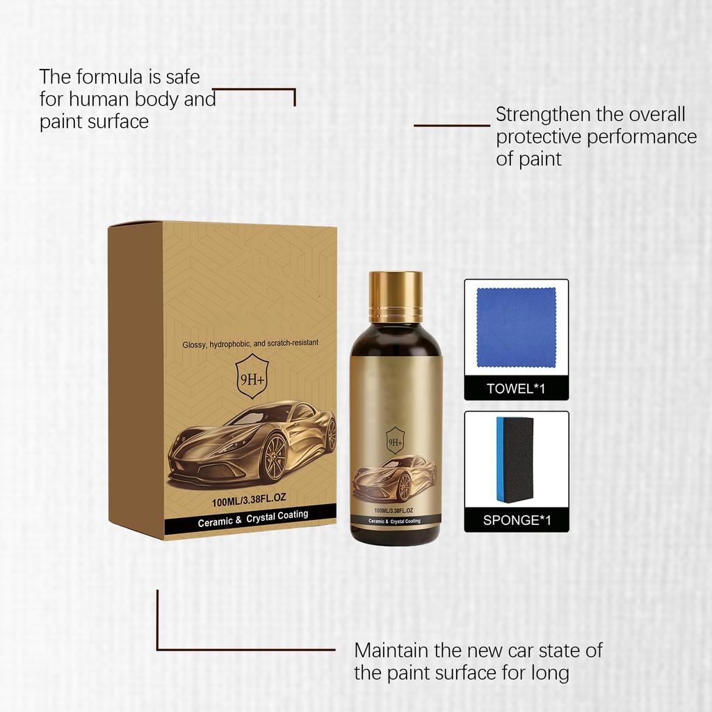 Car Ceramic Coating Kit: Enhances Car Paint , Resists Stains And Scratches, Hydrophobic, And Easy To Clean 100ml
