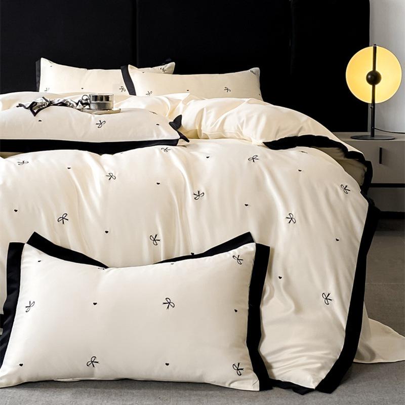 2024 A-Class Silk Tencel 4-Piece Luxury Duvet Cover Set with Embroidery – Princess Style