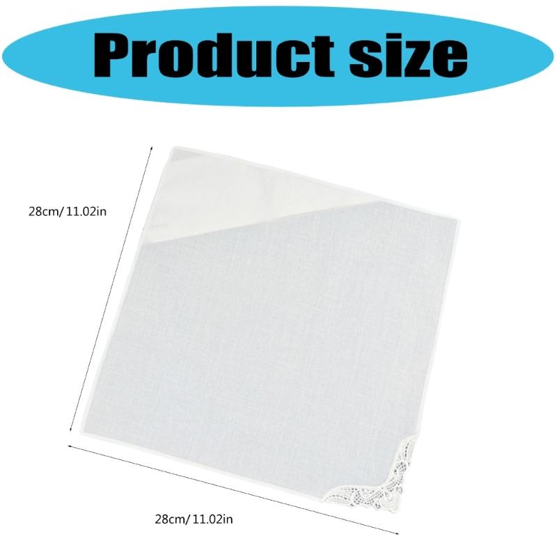 2Pcs French Lace Cotton Ladies Handkerchief with Lace Edge Handkerchiefs Breathable Ladies Hankies for Outdoor Commuting