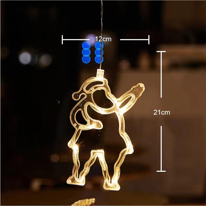 Christmas Window Lights Decorations LED Star Santa Claus Reindeer Lights with Suction Cup for Xmas New Year Holiday Party Home Decor Santa Claus