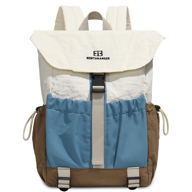 Lightweight Colorblock Sport Travel Backpack with Multi-Pocket Flap for Students