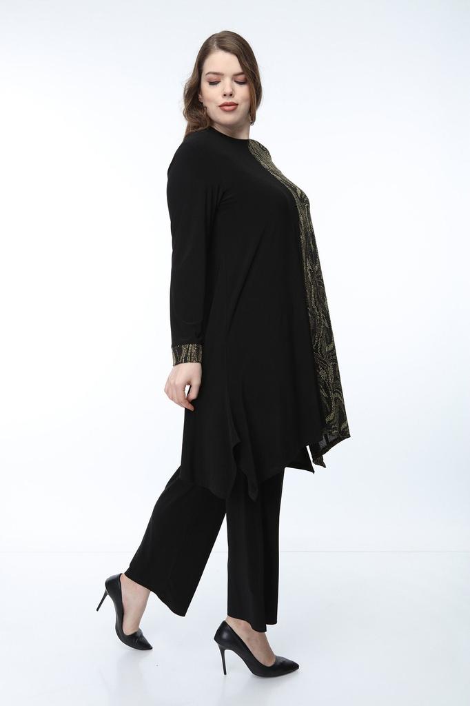 Damski Styl Duży Rozmiar Pod-Górny Zespół Mankiety Asymetryczny Średni Rozmiar Garnitur Spodni