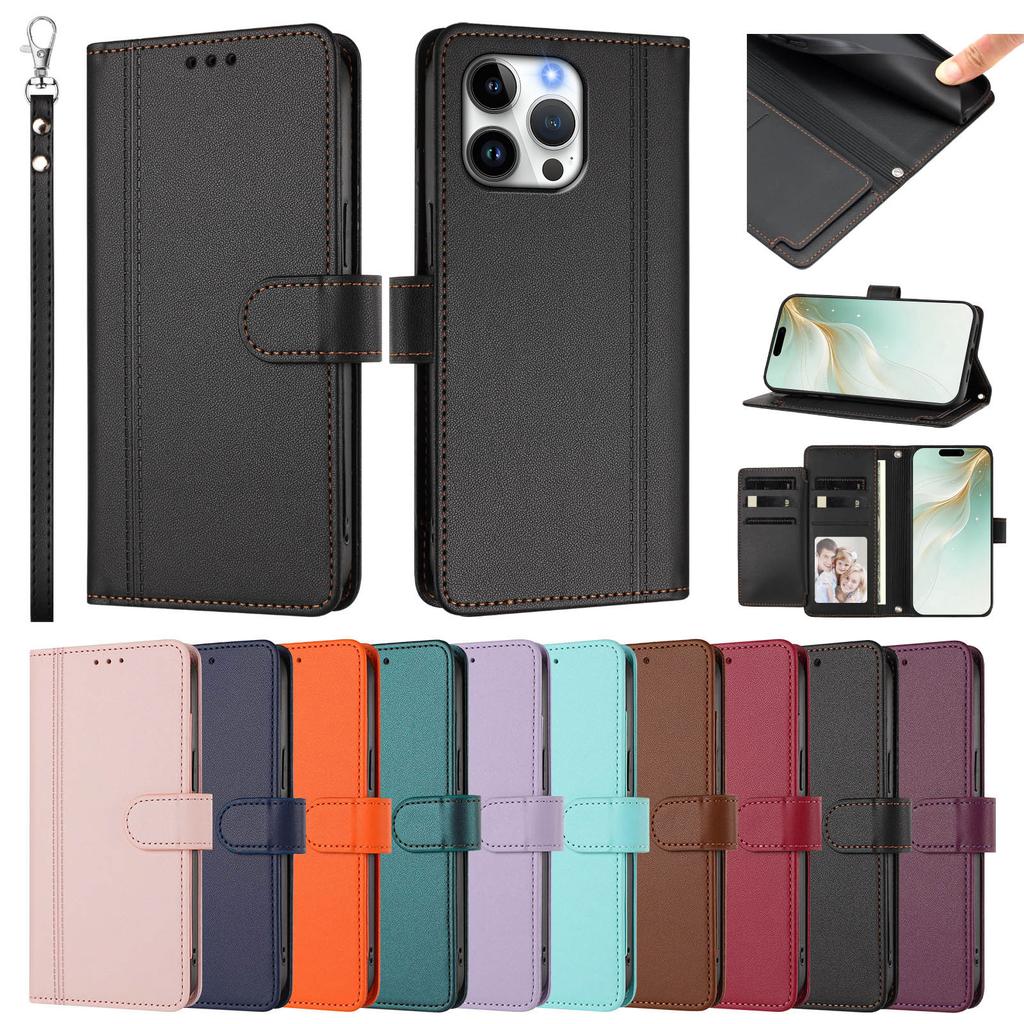 Leather Wallet Flip Case For Nokia C01 Plus C30 C10 C20 C300 C02 C32 C12 X30 X20 X10 G21 G11 G20 G10 G400 G42 G22 PU with 9 Card Slots and Wrist Strap